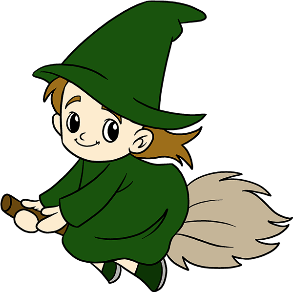 Drawing Witches Simple - Easy Beginner Witch Drawing Clipart (680x678), Png Download