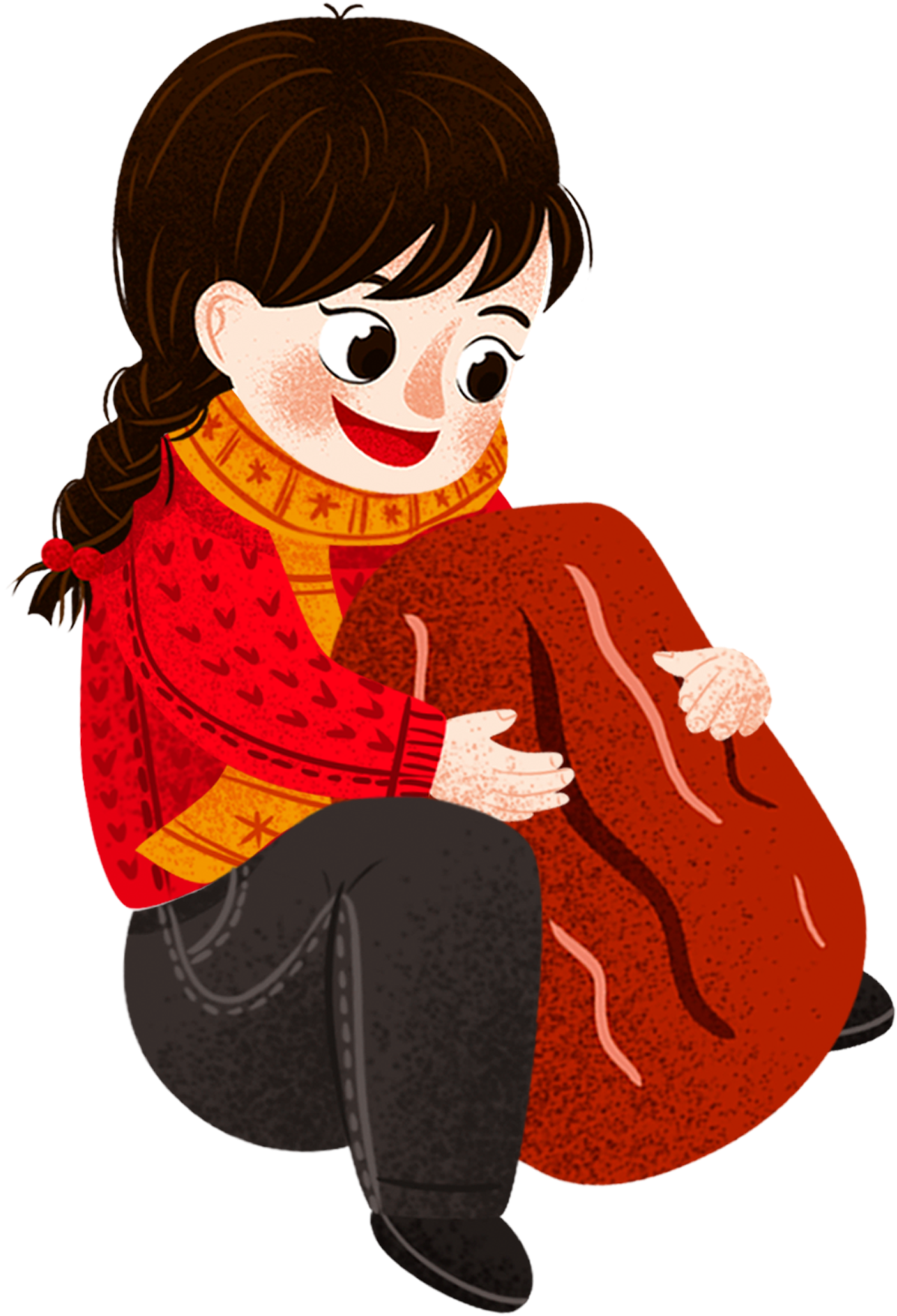 Mochila Garota Personagem Png E Psd - Sitting Clipart (2000x2000), Png Download