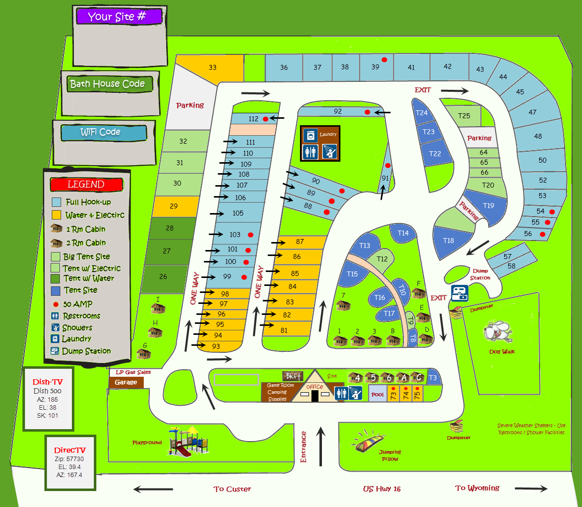 Campground Site Map - Custer Koa Clipart (1166x1016), Png Download