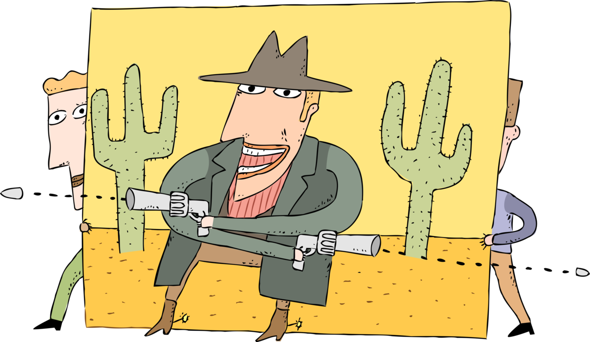 Vector Illustration Of Western Movie Film Bad Guy Shoots - Western Film Clipart - Png Download (1208x700), Png Download