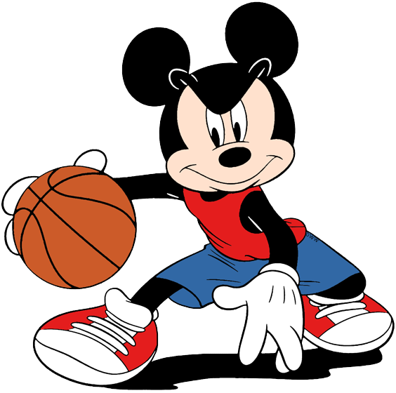 Mickey Mouse Playing Basketball - Mickey Mouse Basketball Coloring Pages Clipart (564x560), Png Download