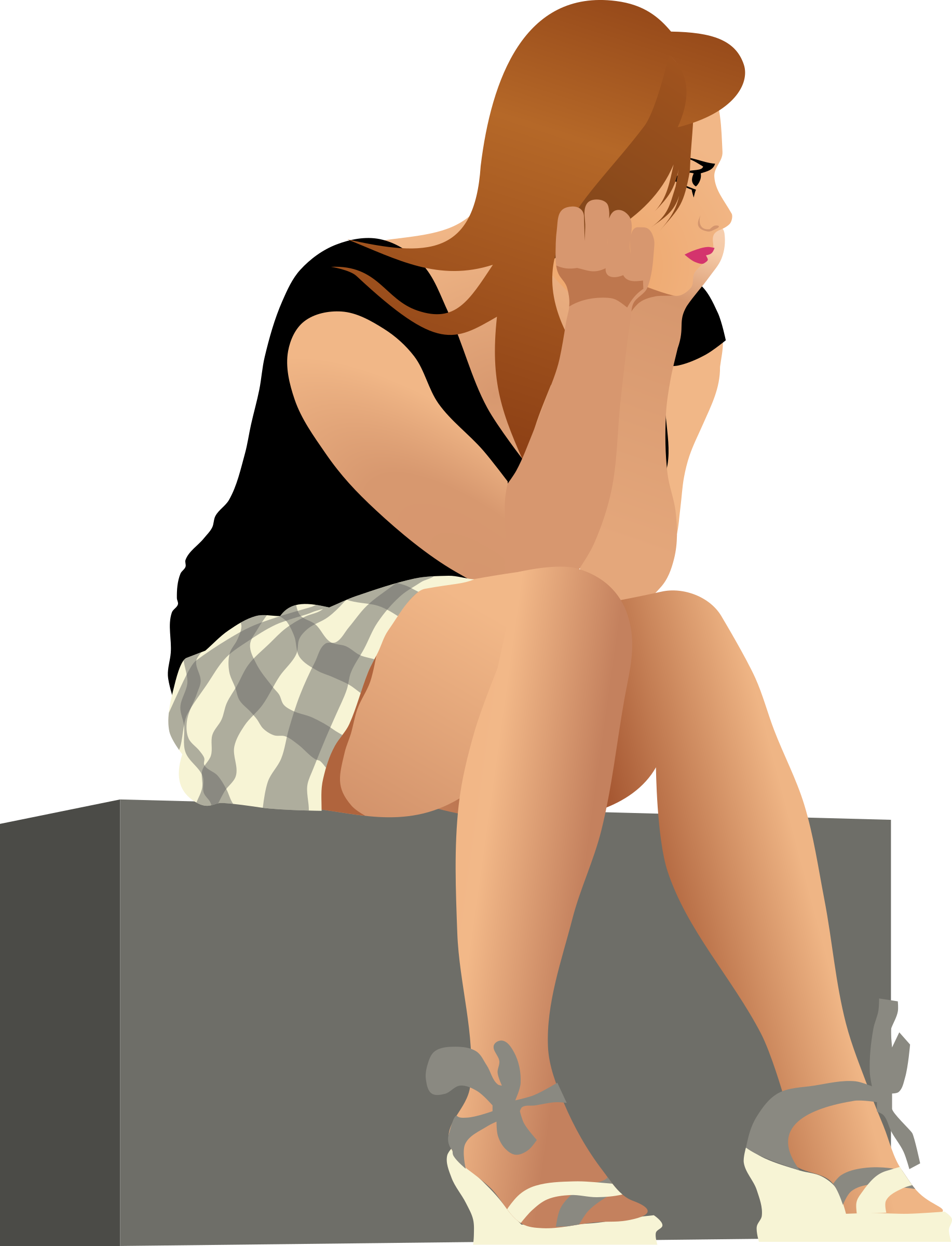 This Free Icons Png Design Of Waiting Girl Ph By Rones - Girl Sitting Cartoon Png Clipart (1834x2400), Png Download