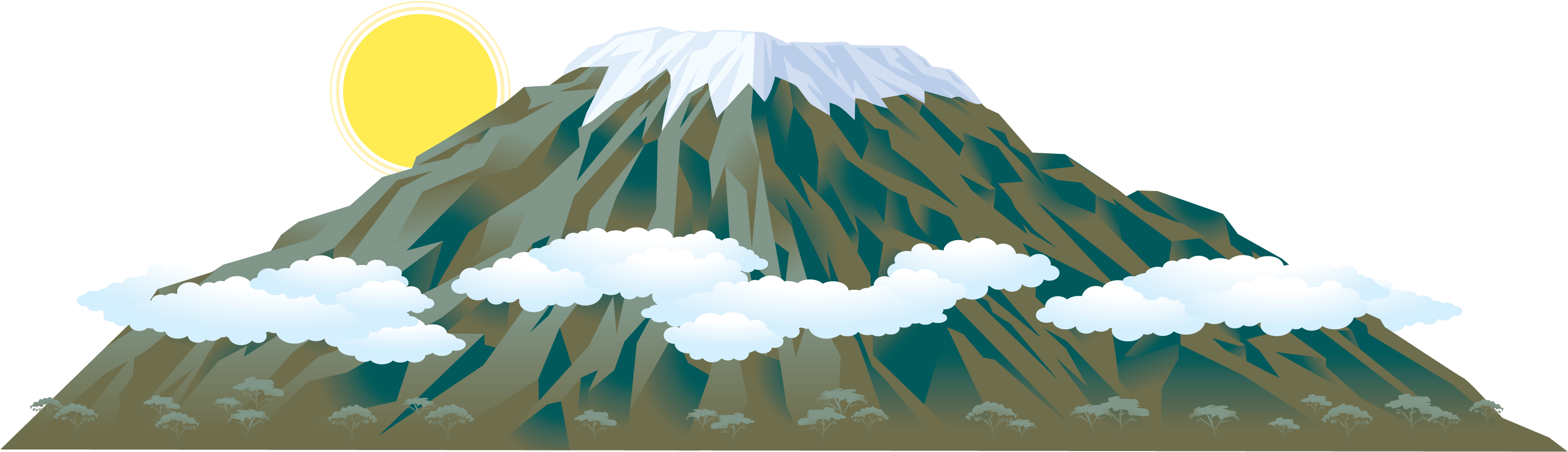Everest Png Pic - Mount Kilimanjaro Clipart Transparent Png (3344x1088), Png Download