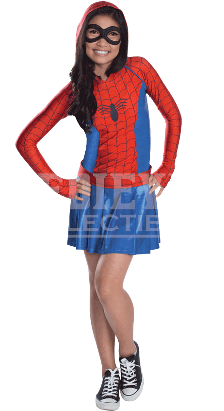Kids Spider Hooded Dress Costume - Spider Girl Costume Clipart (850x850), Png Download