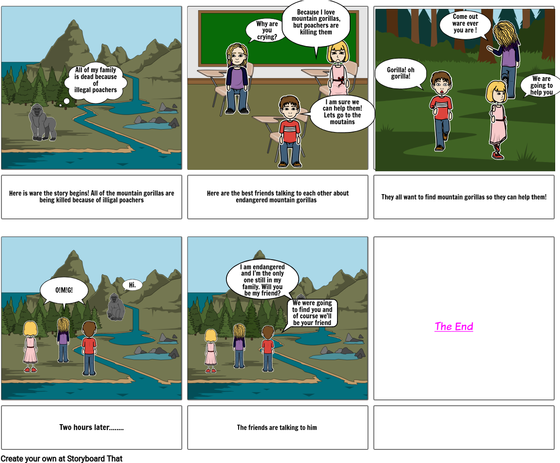 Endangered Mountain Gorillas - Cartoon Clipart (1165x963), Png Download