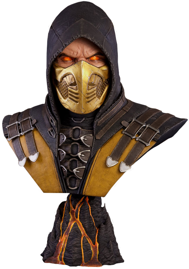 Mortal - Scorpion Mortal Kombat Bust Clipart (613x868), Png Download