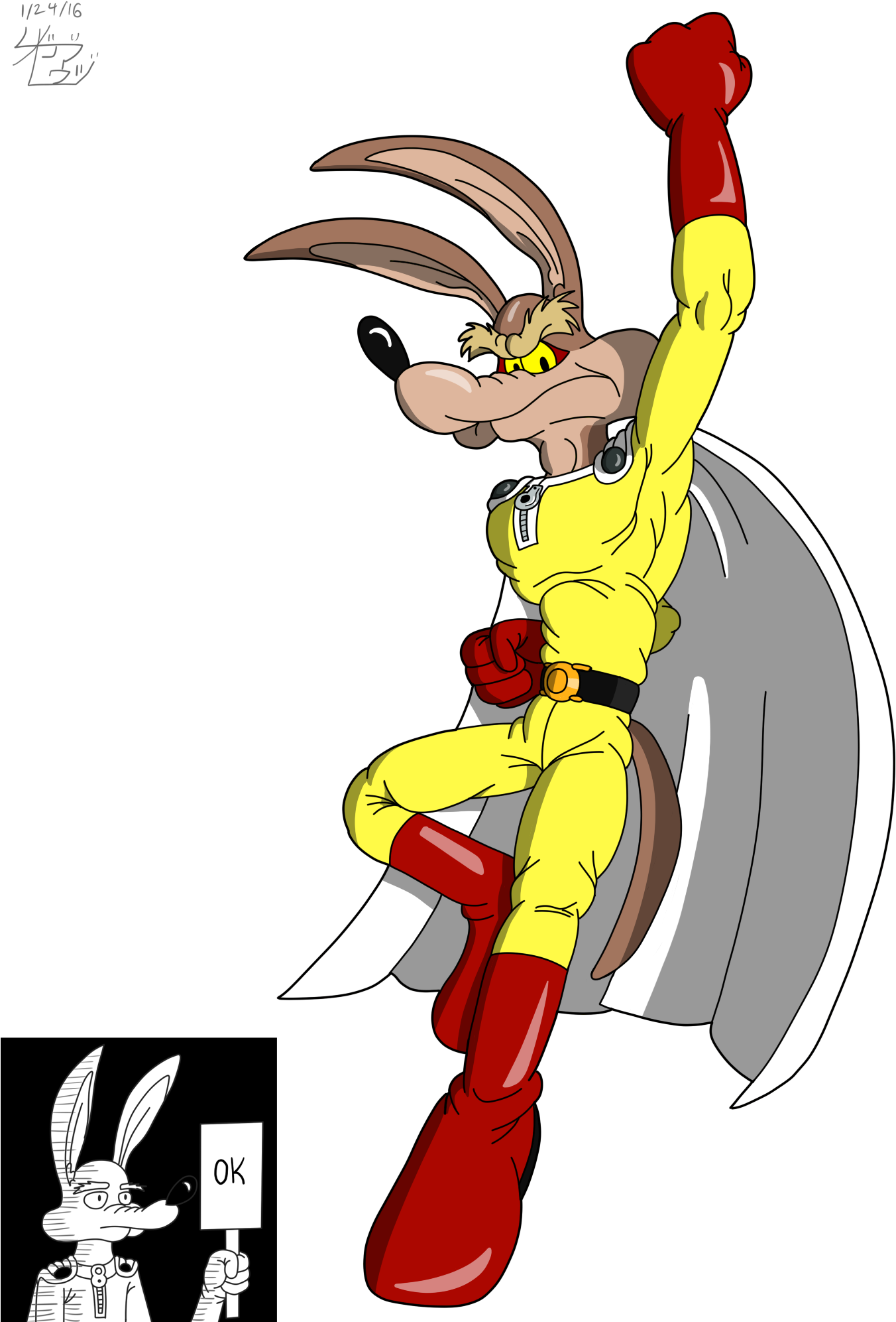 One Punch Coyote - Cartoon Clipart (1500x2000), Png Download