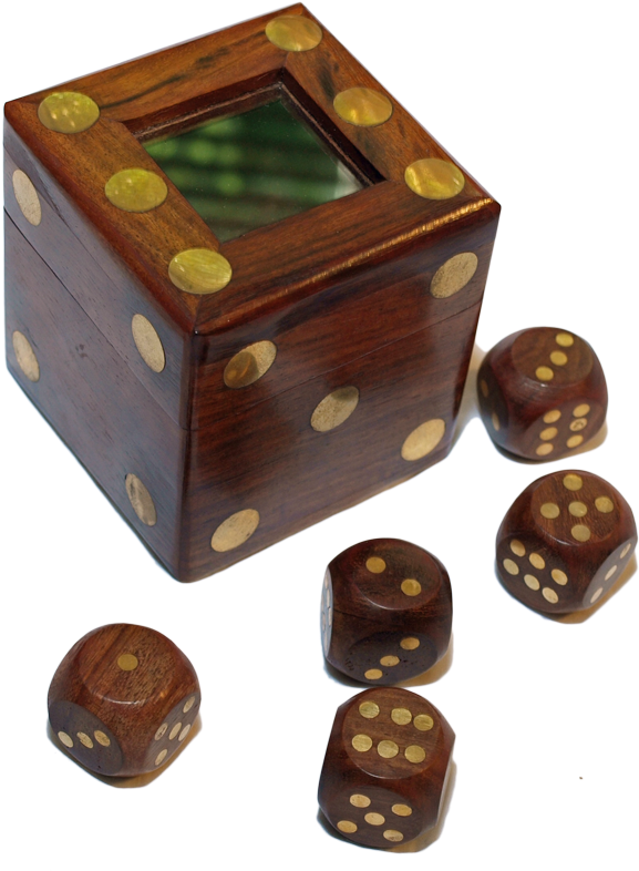 Classic Rosewood Dice Set In Dice Box - Dice Game Clipart (800x800), Png Download