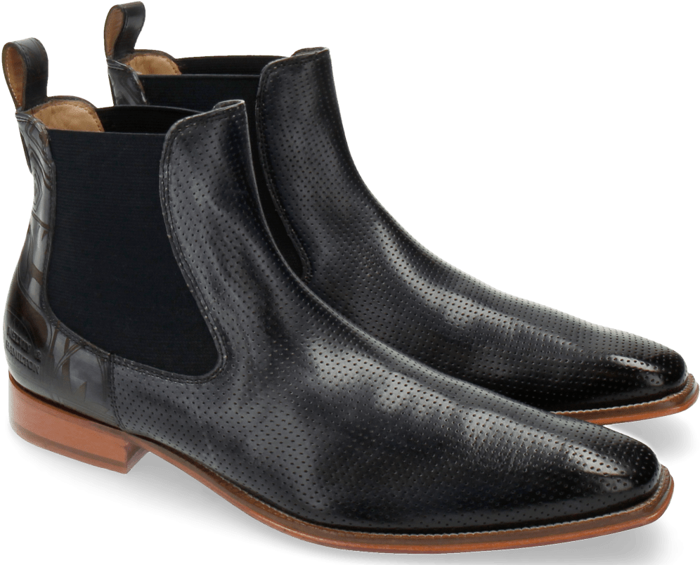 Ankle Boots Oswald 5 Perfo Folk Laser Cut Navy Elastic - Chelsea Boot Clipart (1024x1024), Png Download