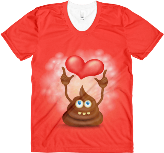 Women's Funny Cartoon Poop Cut Emoji Character With - Shirt Clipart (600x600), Png Download