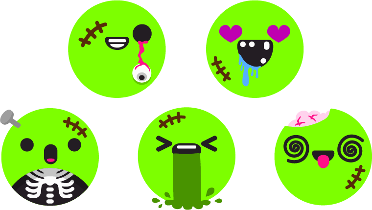 "creepy Carnival Zombie" Emoji Designs - Circle Clipart (760x429), Png Download