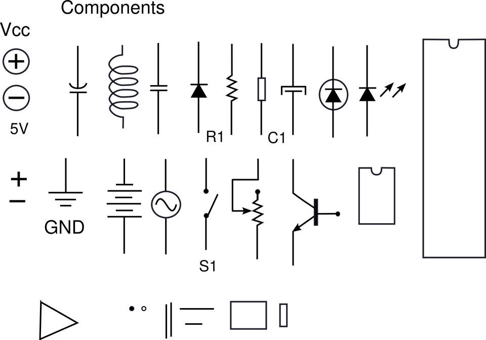 Vector Electronics - Electronic Components Drawing Clipart (960x672), Png Download