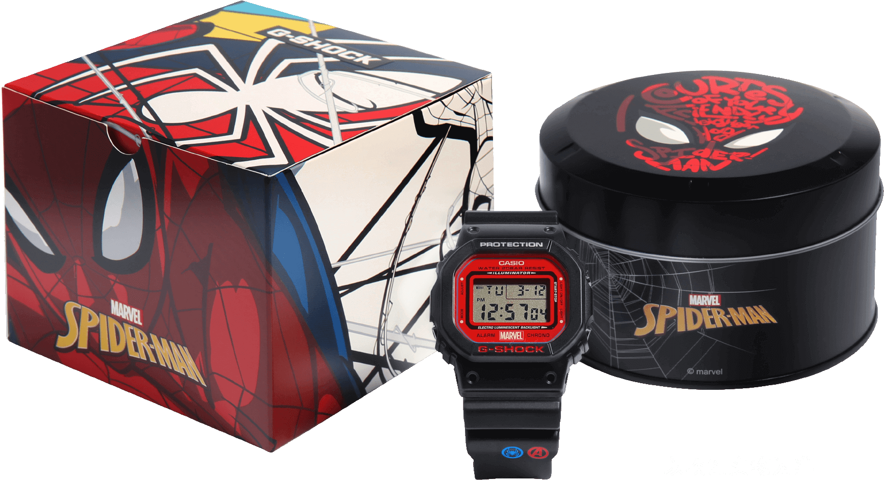 G Shock Dw 5600spider 1pr Spider Man - G Shock Spider Man Clipart (1760x990), Png Download