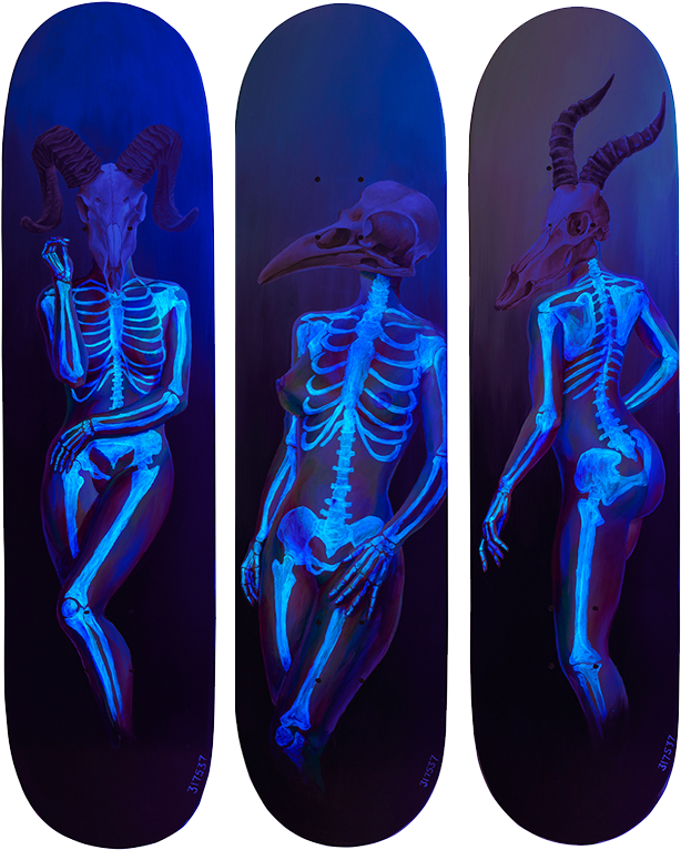 Death Of Venus Under Blacklight , Png Download - Skateboard Deck Clipart (614x766), Png Download