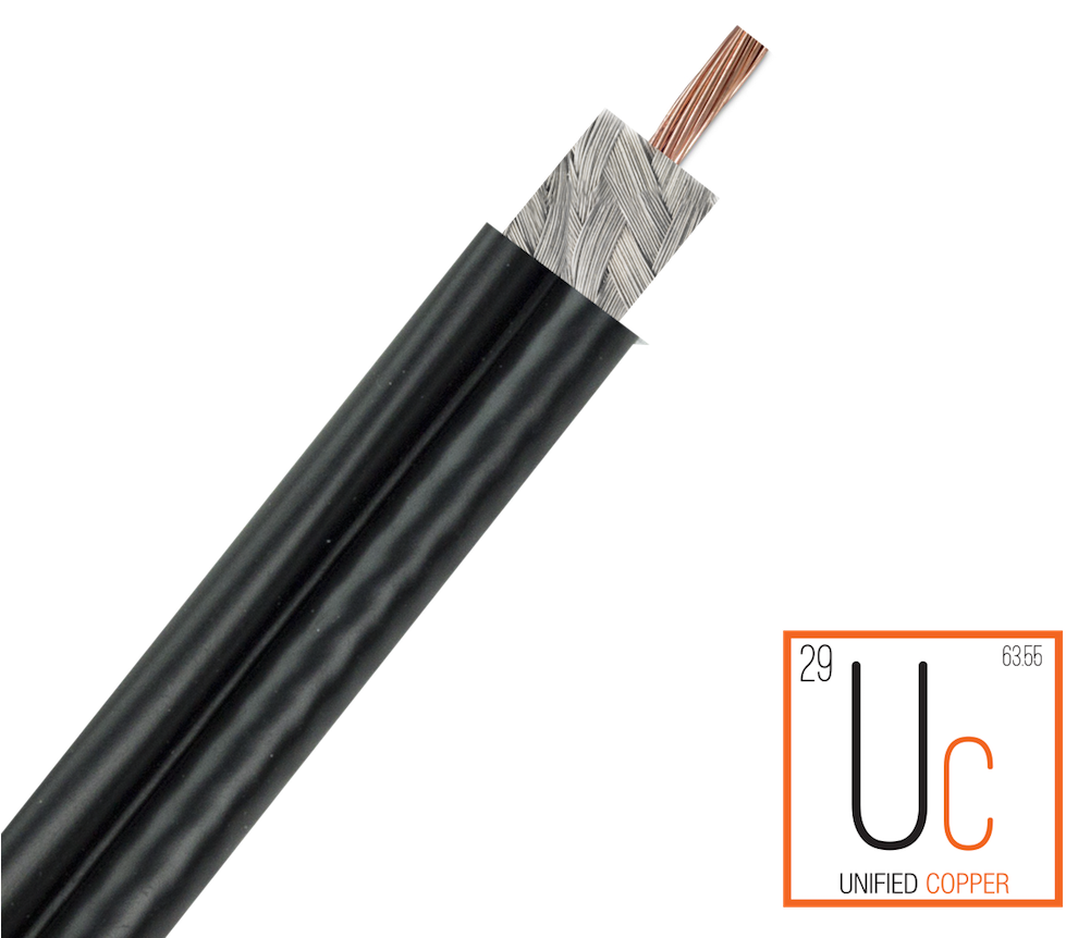 Uc-rg6qbk1000 Unified Copper Rg6 Quad Shield Coaxial - Coaxial Cable Clipart (1000x1000), Png Download