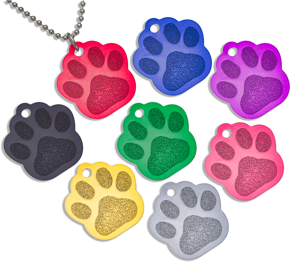 Large Paw Print Shaped Aluminum Necklace Id Tag - Locket Clipart (1200x927), Png Download