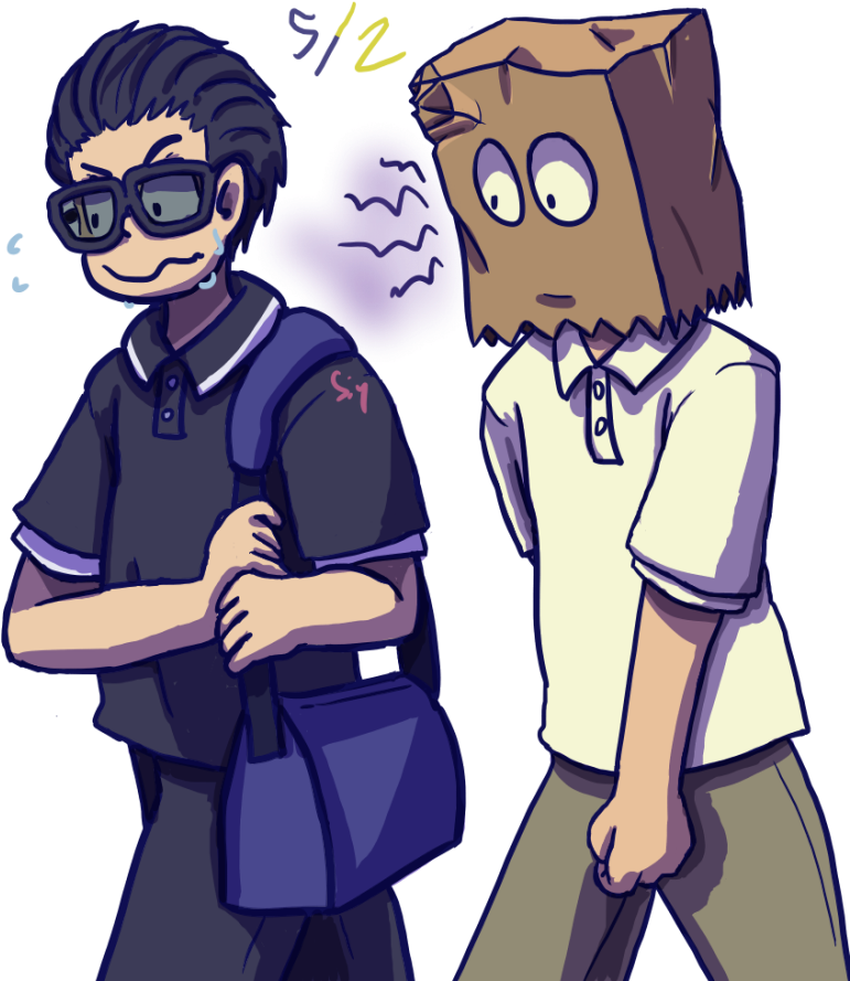Karamatsu Is Wasking Quickly Away From A Leering Jyushimatsu, - Cartoon Clipart (820x900), Png Download