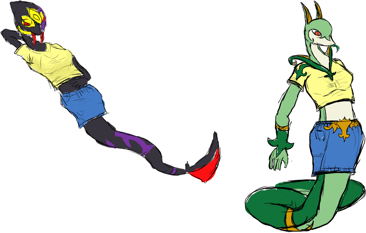 Seviper/serperior Sketches - Cartoon Clipart (1168x751), Png Download