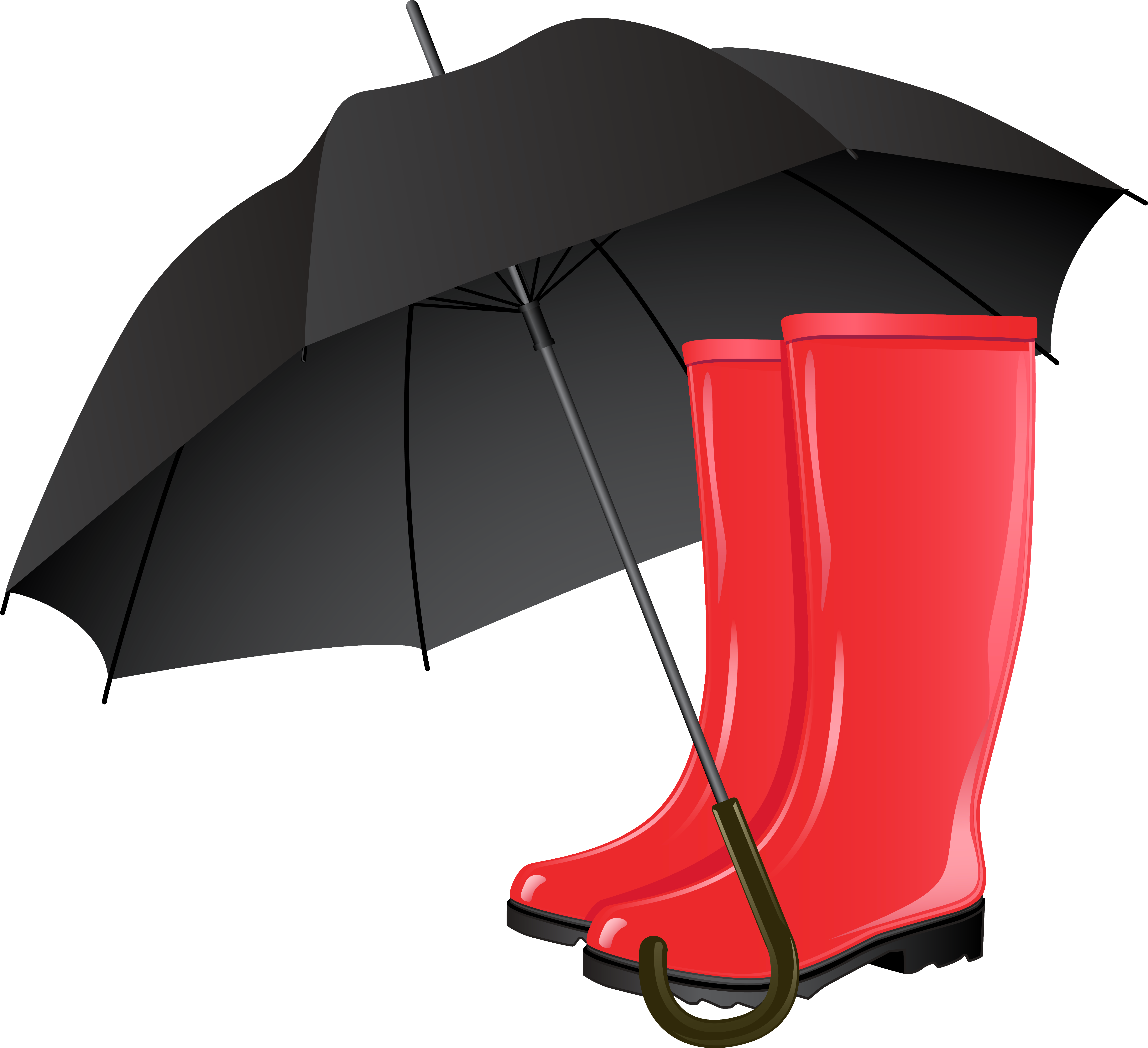 Puddle Clipart Broken Umbrella - Rain Boots And Umbrella - Png Download (6099x5566), Png Download