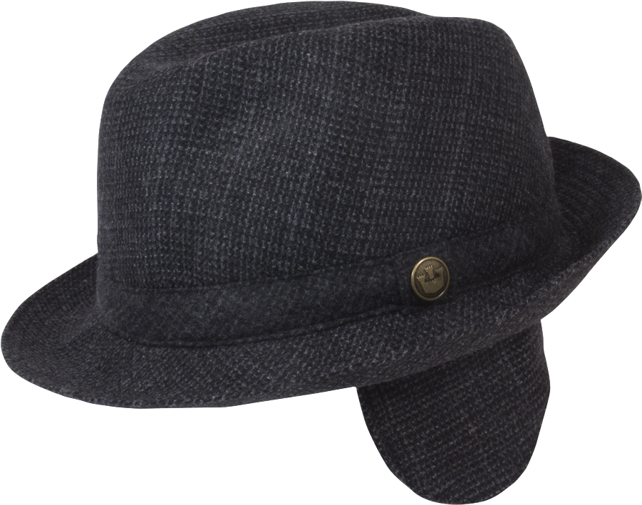 Mario Santorini Wool Tweed Fedora With Earflaps From - Fedora Clipart (1000x1000), Png Download