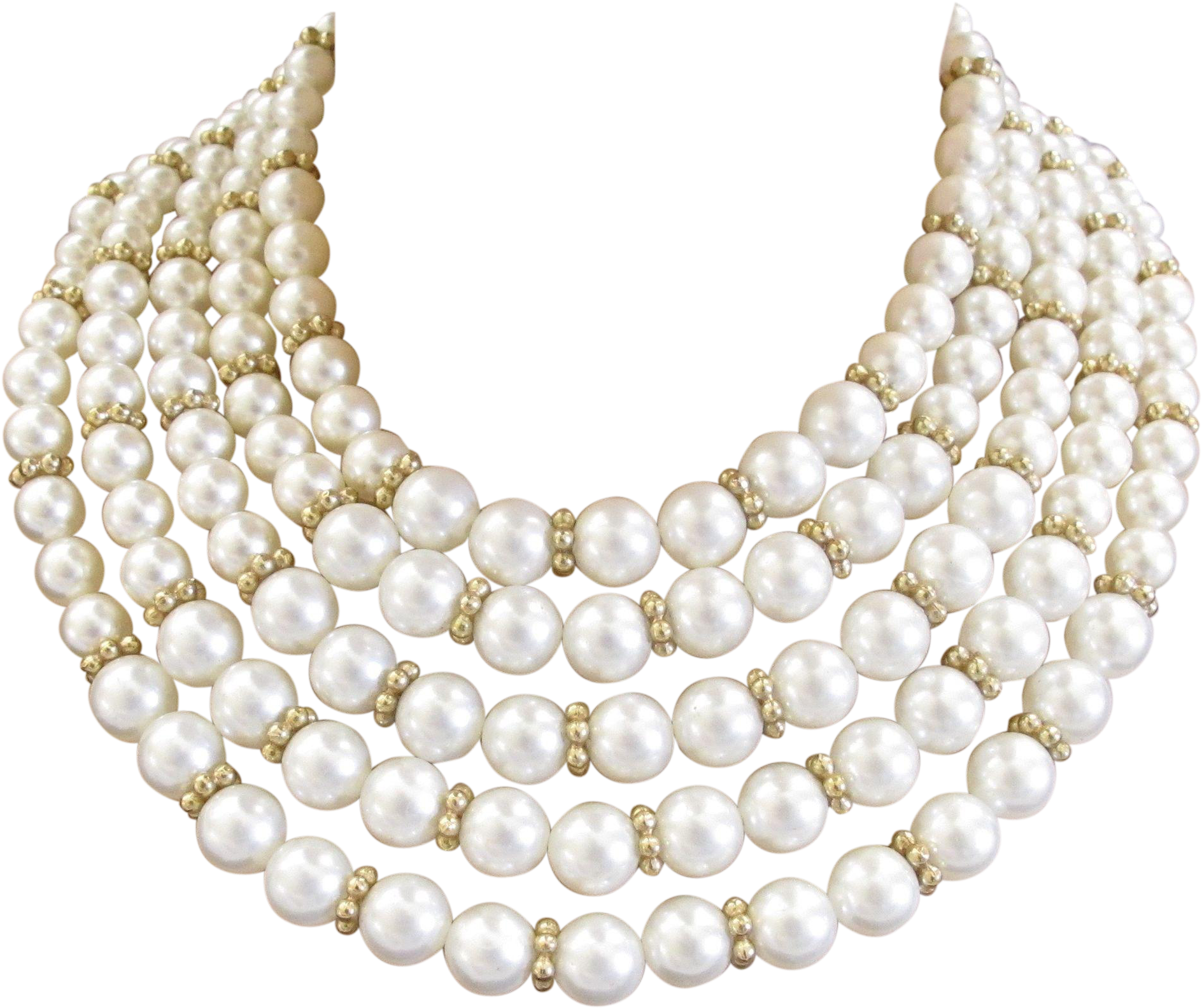 Marvella 5 Strand White Faux Pearl Necklace And Bracelet - Pearl Necklace Transparent Background Clipart (1887x1887), Png Download