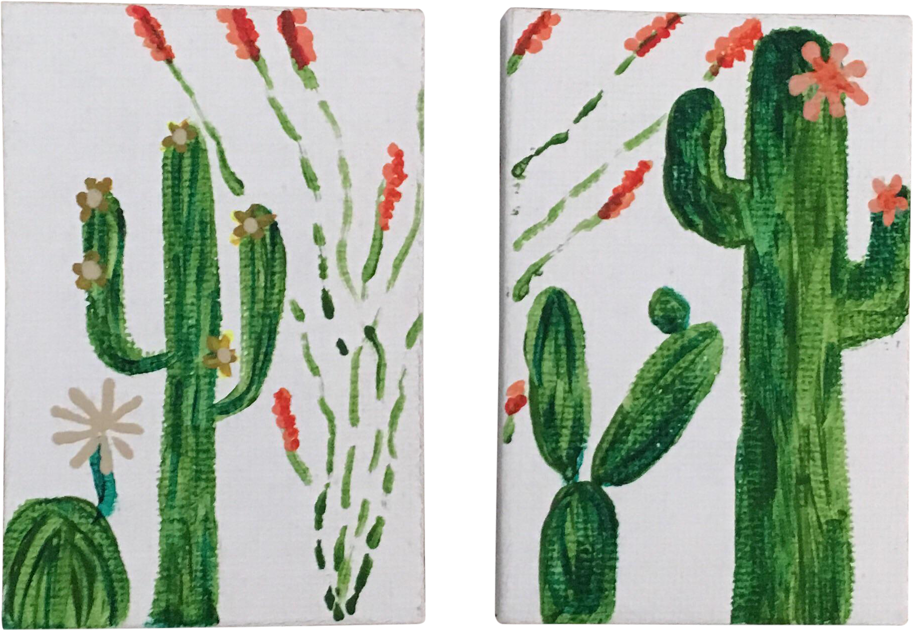 Mini Boho Chic Cactus Paintings Clipart (1829x1263), Png Download