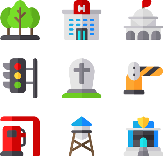 Urban Elements & Buildings Clipart (600x564), Png Download