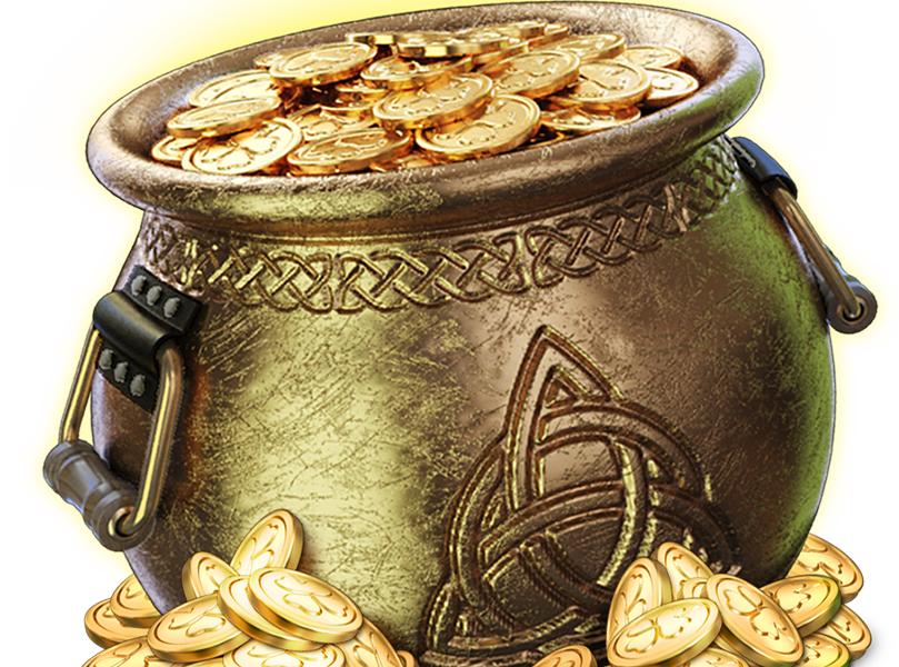 Jumpin Pot Slot Game - Gold Treasure Pot Clipart (809x600), Png Download