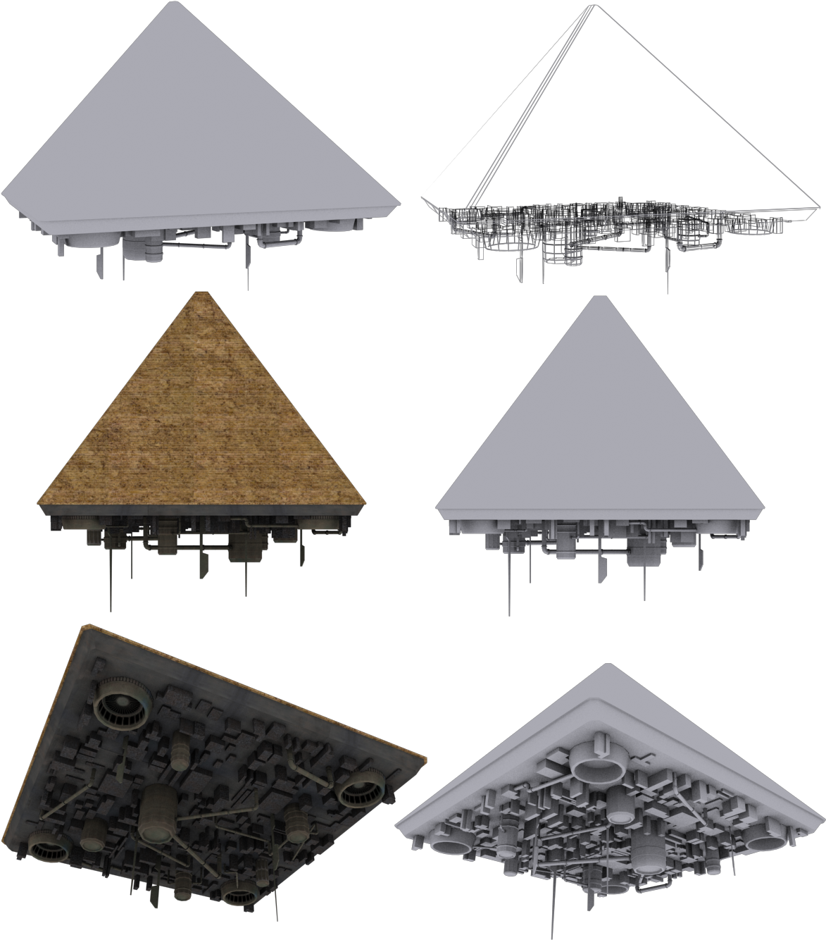 Giza Pyramid Spaceship 3d Model Low-poly Obj Mtl 3ds - Cheops Pyramid 3d Model Clipart (1182x1335), Png Download
