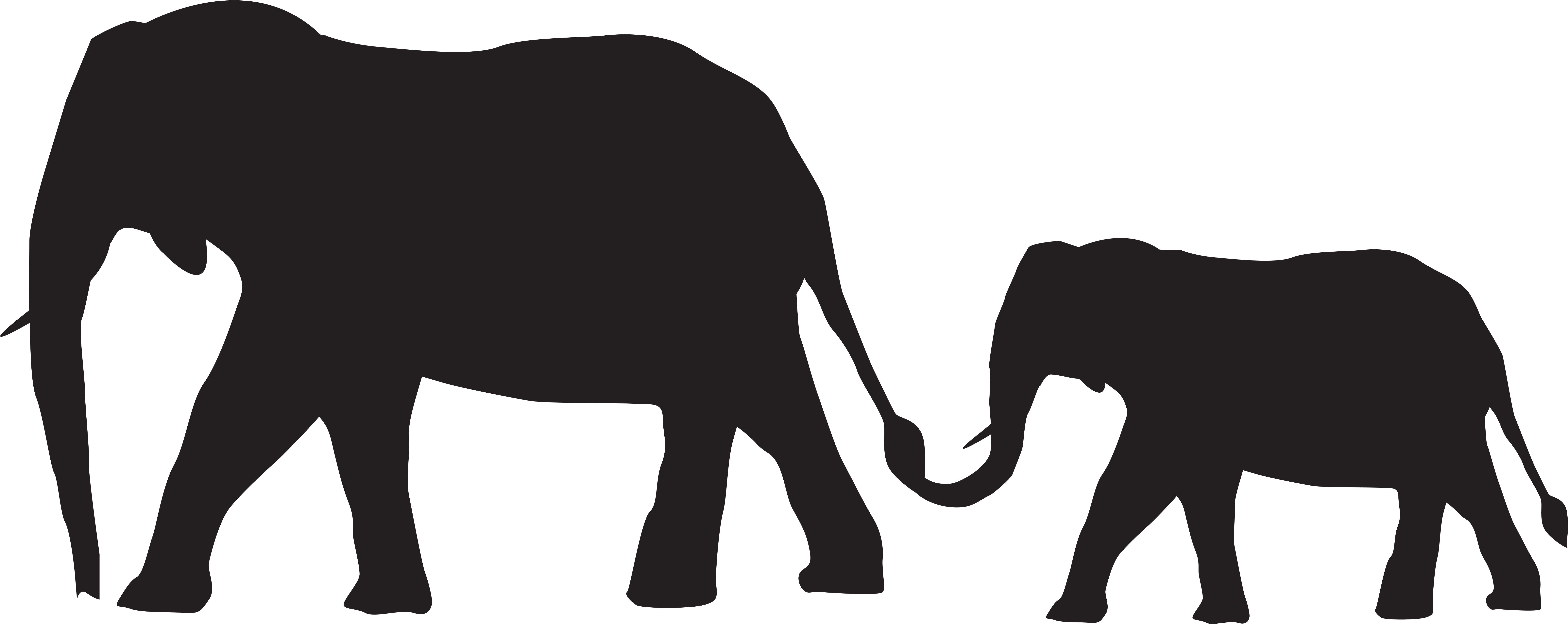 Mom And Baby Elephant Clipart - Png Download (8000x3212), Png Download
