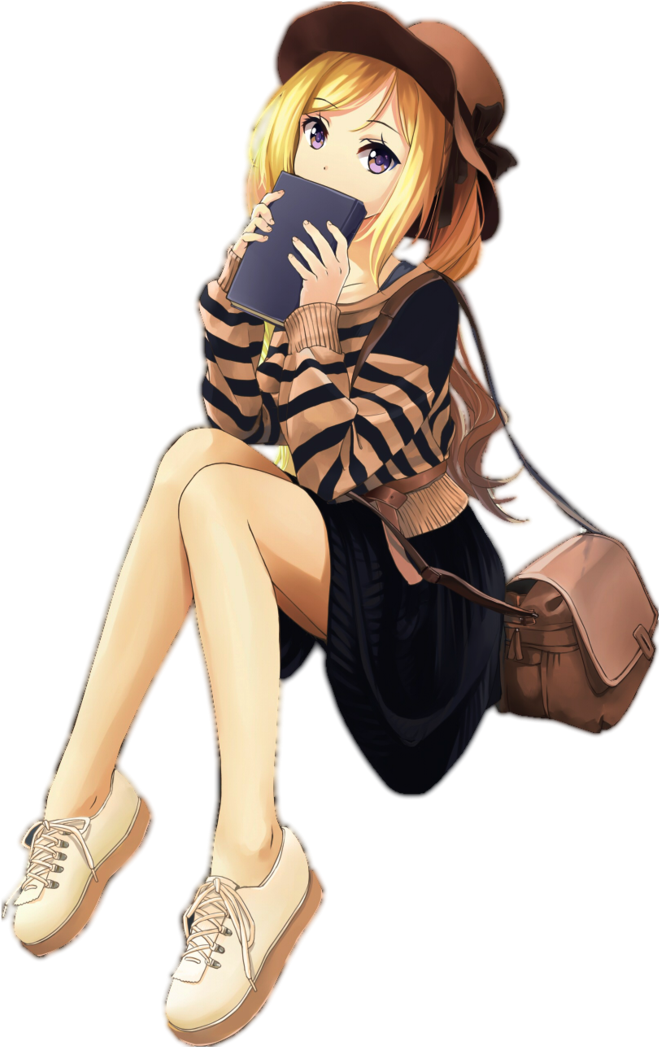 Anime Girl Sitting For Free Download On Ya Webdesign - Girl Holding A Book Anime Drawing Clipart (732x1091), Png Download