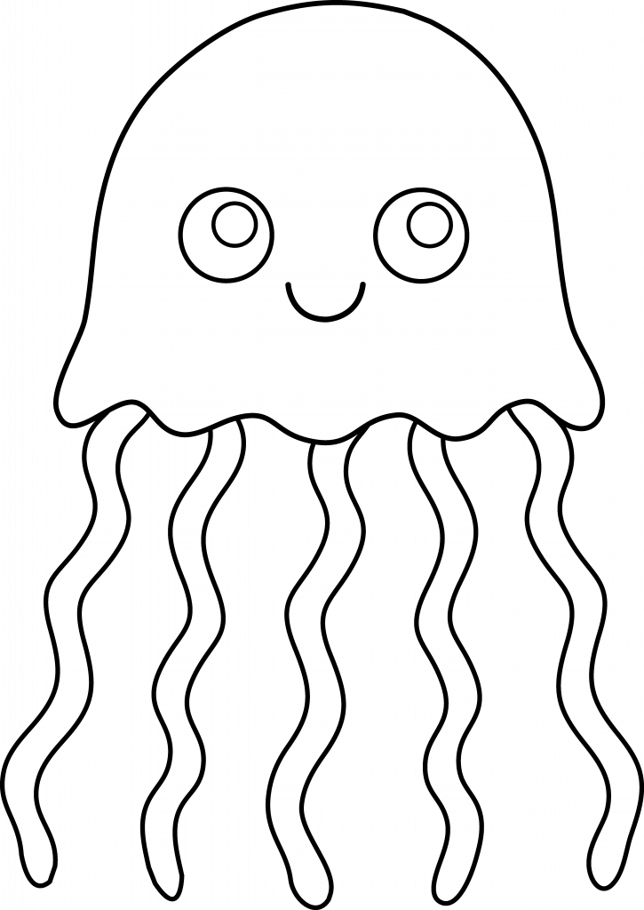 Jellyfish Clipart Printable - Jellyfish Clipart Black And White Png Transparent Png (725x1024), Png Download