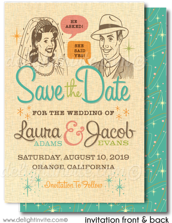 Retro Modern Vintage Save The Date Cards [di-5021sd] - Flyer Clipart (600x815), Png Download