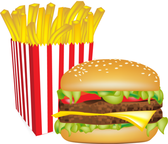 640 X 550 13 - French Fries And Burger Png Clipart (640x550), Png Download