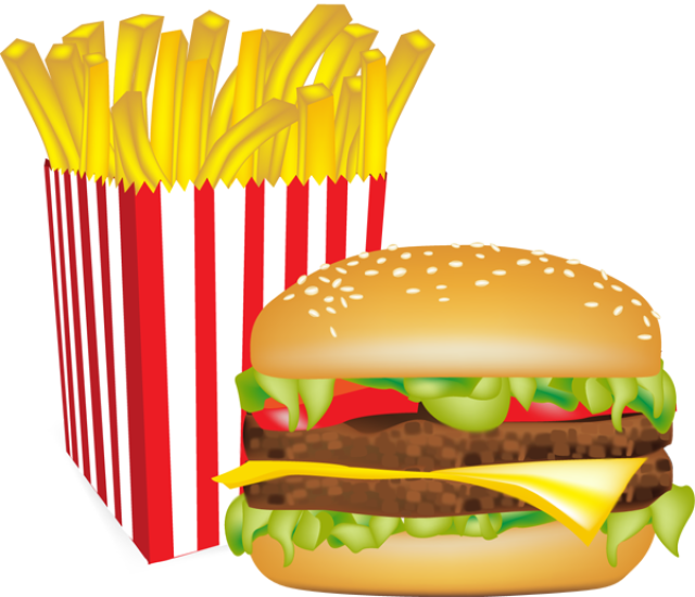640 X 550 13 French Fries And Burger Png Clipart Large Size Png