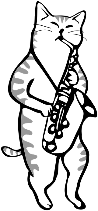 Drawn Saxophone Transparent Background - Saxophone Cat Clipart (540x720), Png Download