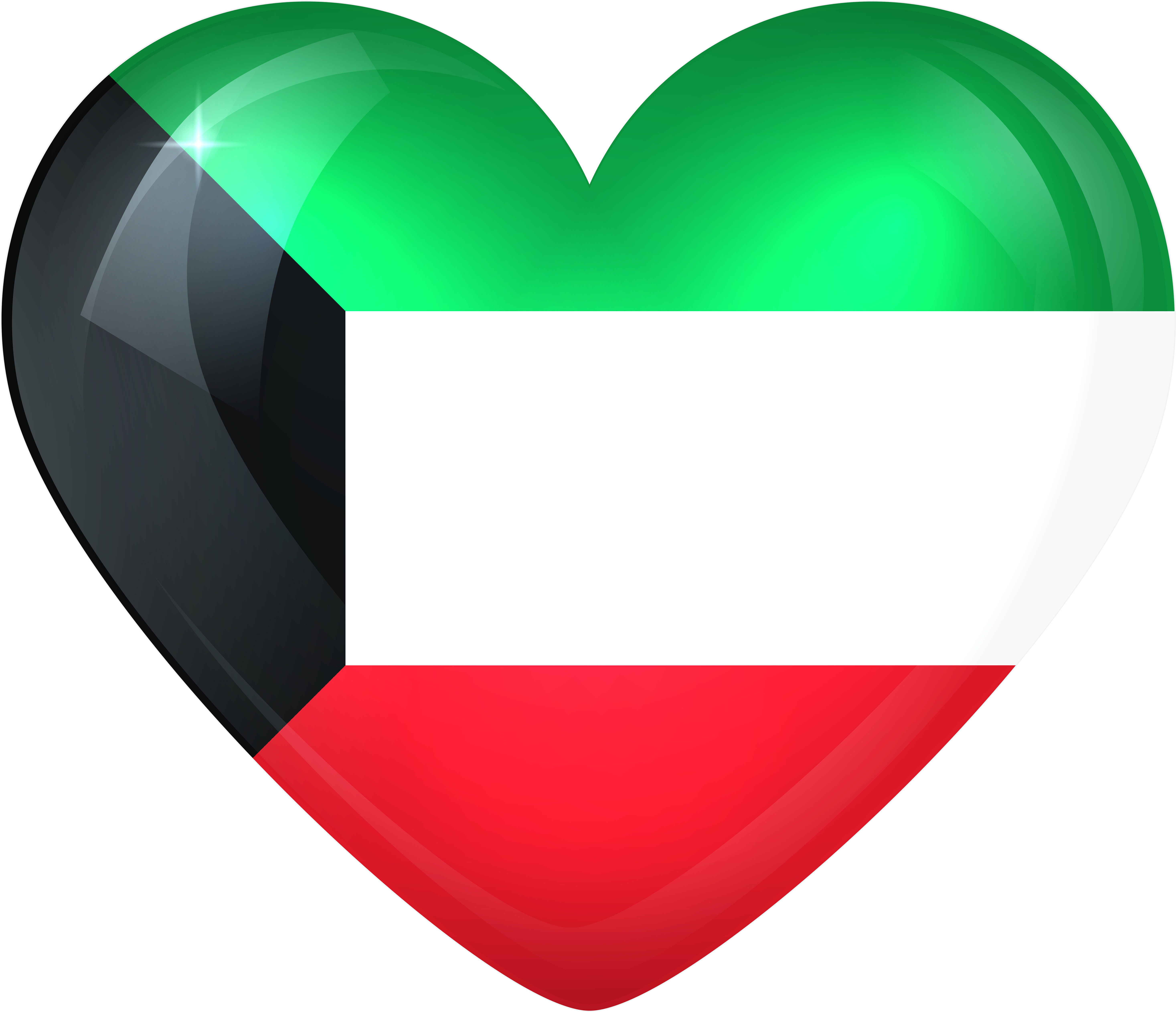 Images Of Borders Heart Flags - Kuwait National Day Heart Clipart (6000x5191), Png Download
