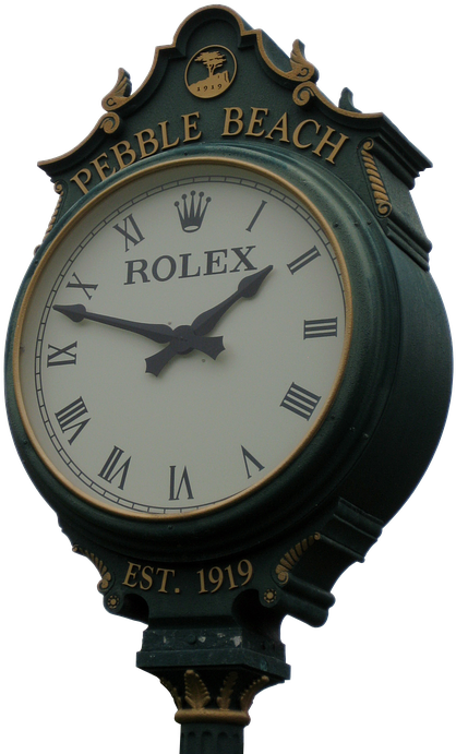 Clock, Grandfather Clock, Rolex, Green, Time, Time - Pebble Beach On Cannery Row Clipart (477x720), Png Download