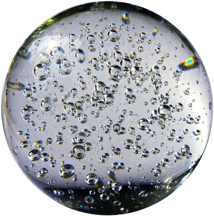 Glass Ball, Blow, Air Bubbles, Ball, Crystal Ball - Crystal Ball With Air Bubbles Clipart (720x720), Png Download