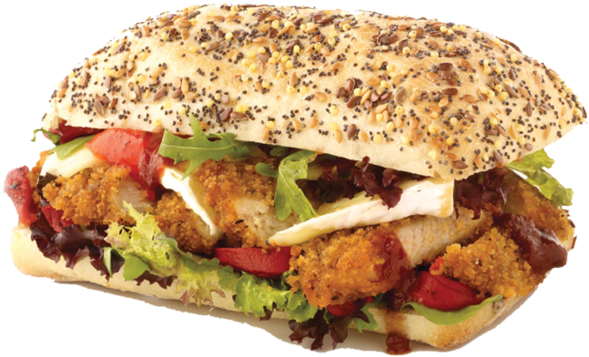 Southern Fried Chicken Ciabatta - Fast Food Clipart (800x800), Png Download