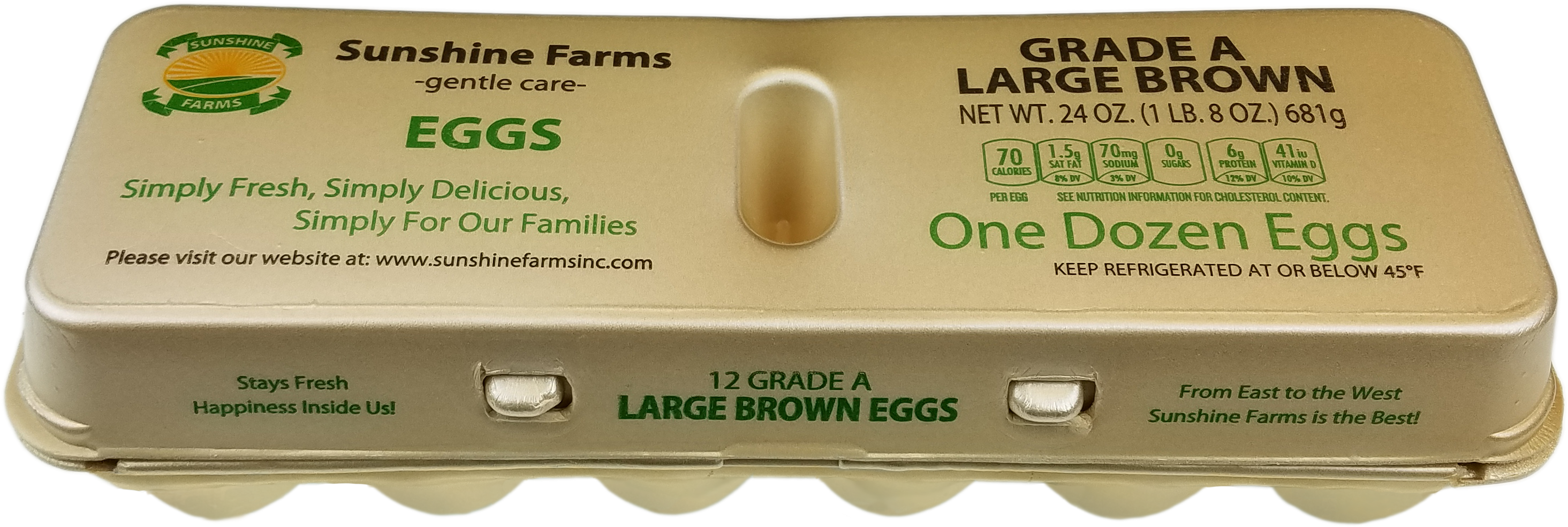 Sunshine Farms Large Brown Eggs , Png Download Clipart (2929x984), Png Download