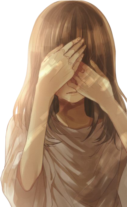 Anime Covering - Anime Girl Sad Brown Hair Clipart (501x739), Png Download