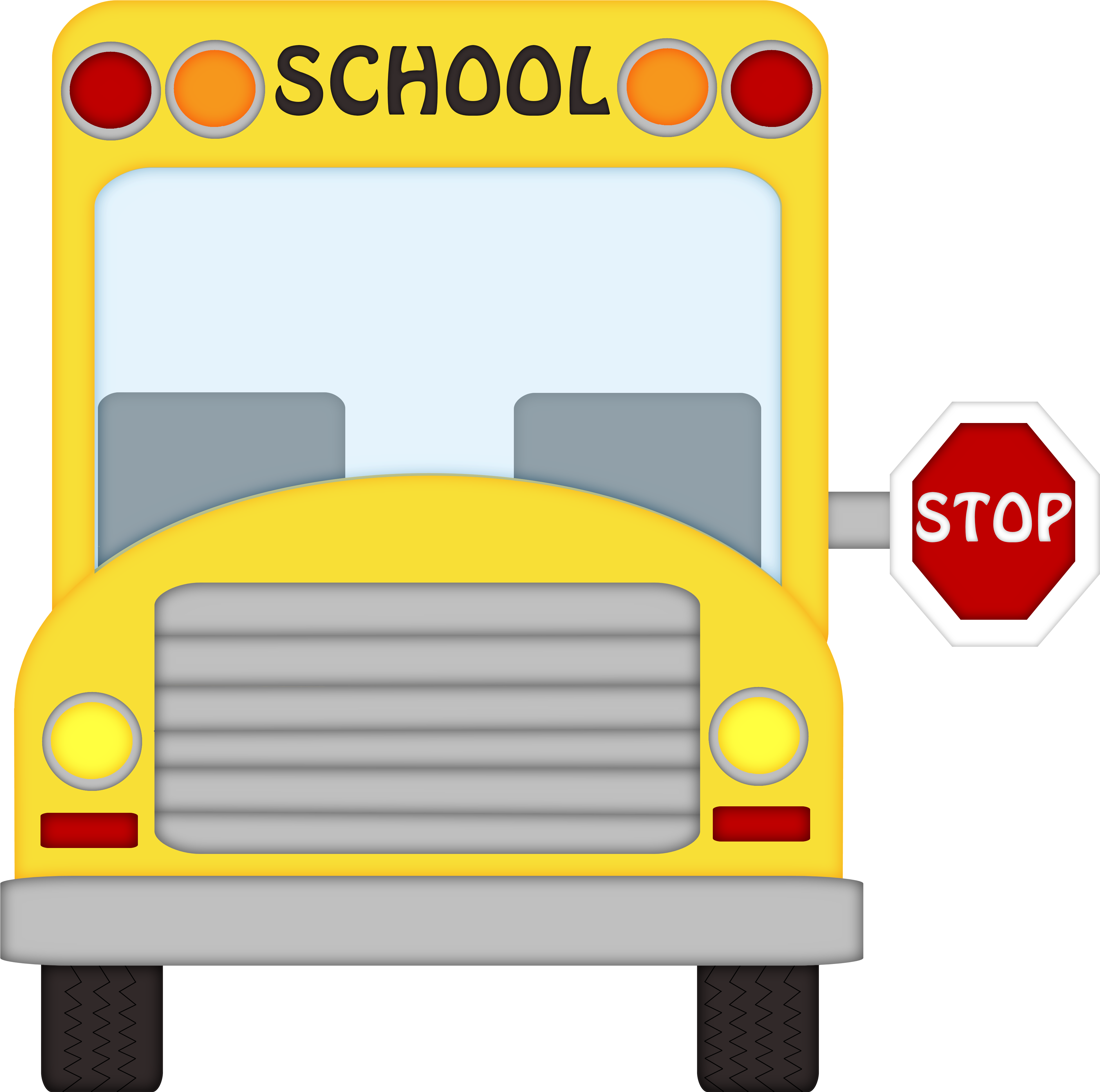 New School Bus Clipart Freebie - - Front School Bus Clipart - Png Download (3927x3884), Png Download