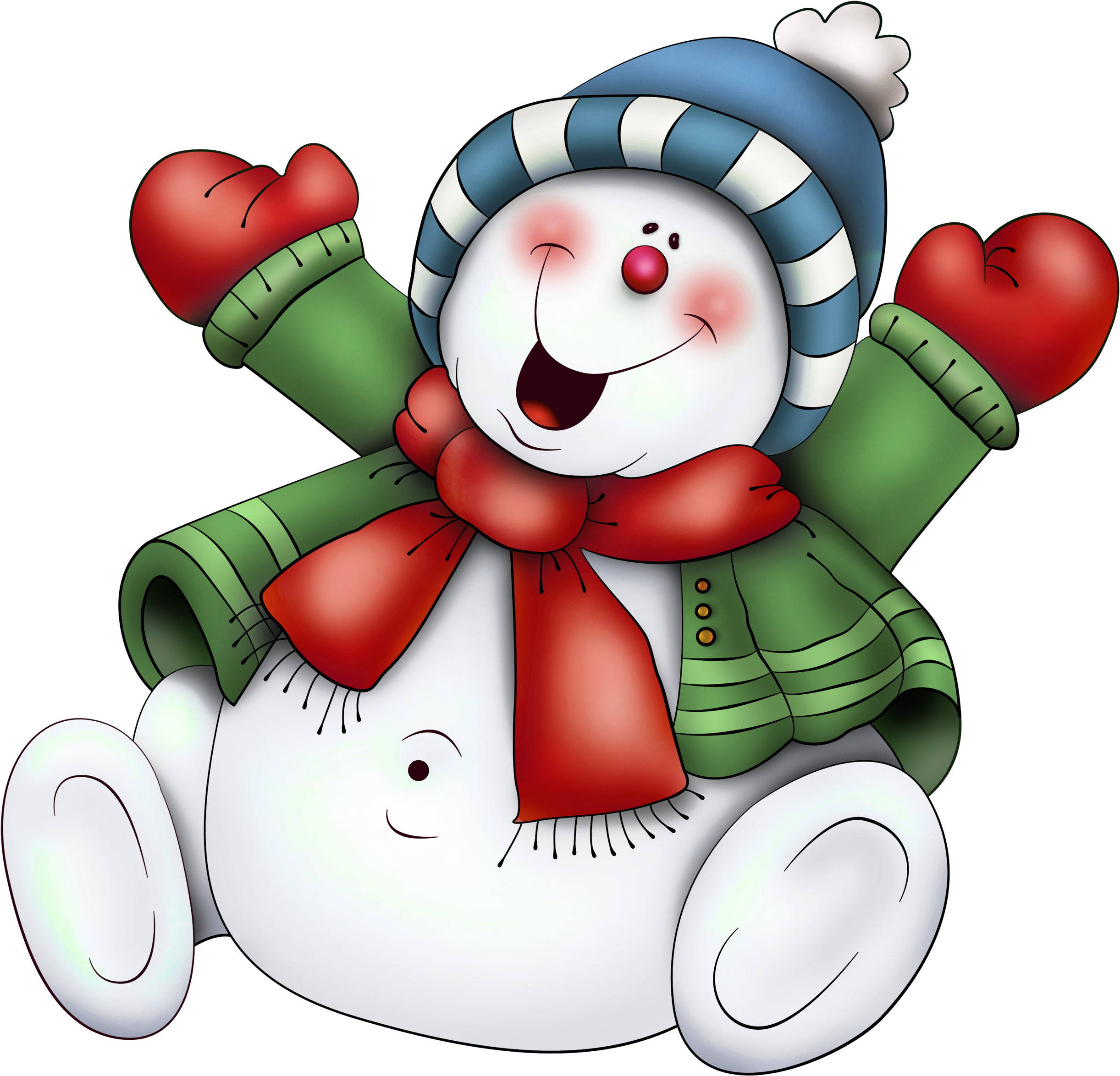 Snowman With Scarf Png Clipart - Christmas Snowman Clipart Transparent Png (2511x2402), Png Download