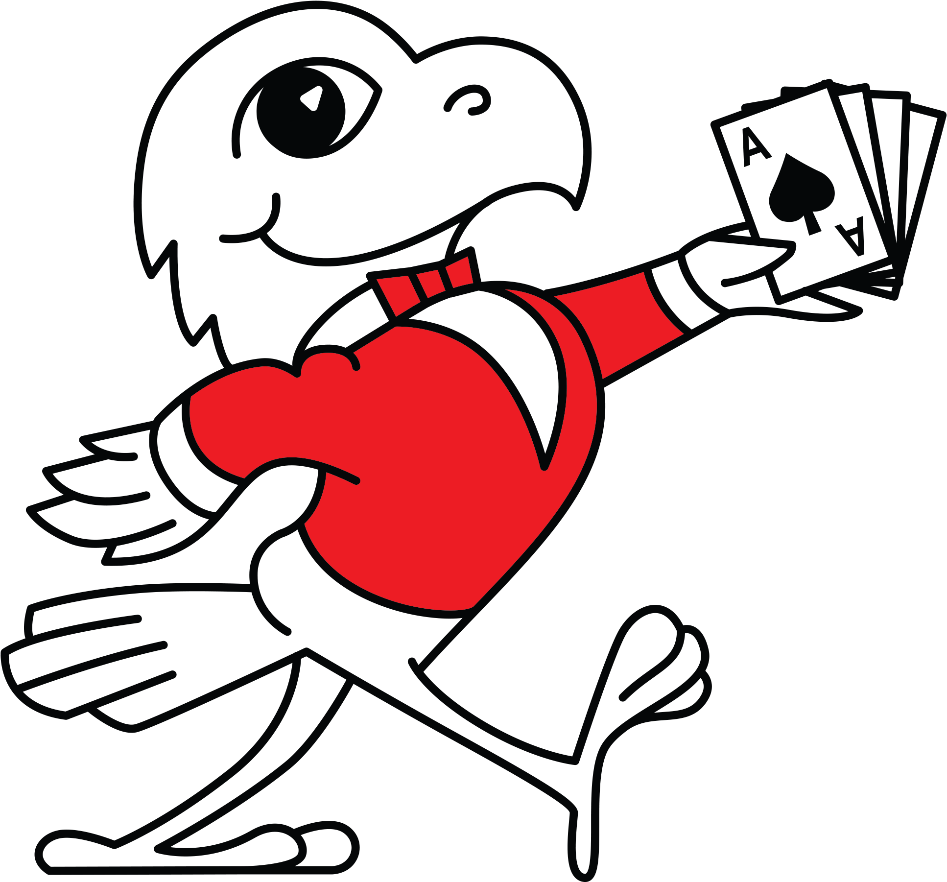 Hawk With Cards Red - Cartoon Clipart (1936x1828), Png Download