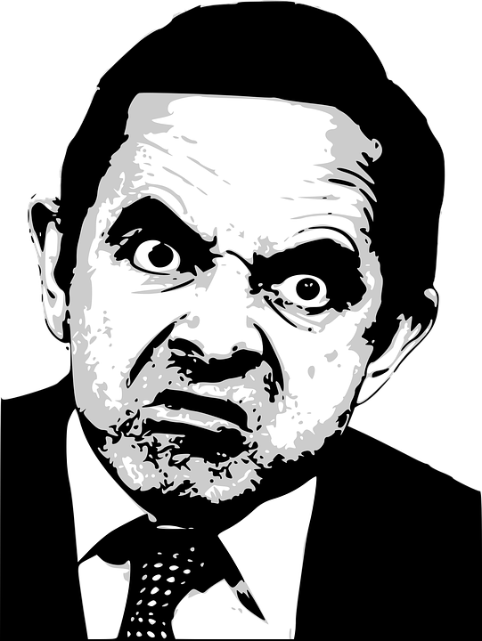 Rowan Atkinson - Black And White Mr Bean Clipart (541x720), Png Download