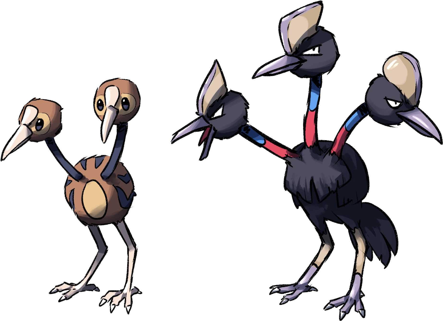 Oc Art[fan Concept] Alolan Doduo & Dodrio - Alolan Doduo Clipart (2372x1756), Png Download