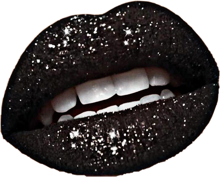 #lips #glitter #lipstick #sparkle #black #mouth #teeth - Black Glitter Lipstick Clipart (715x577), Png Download