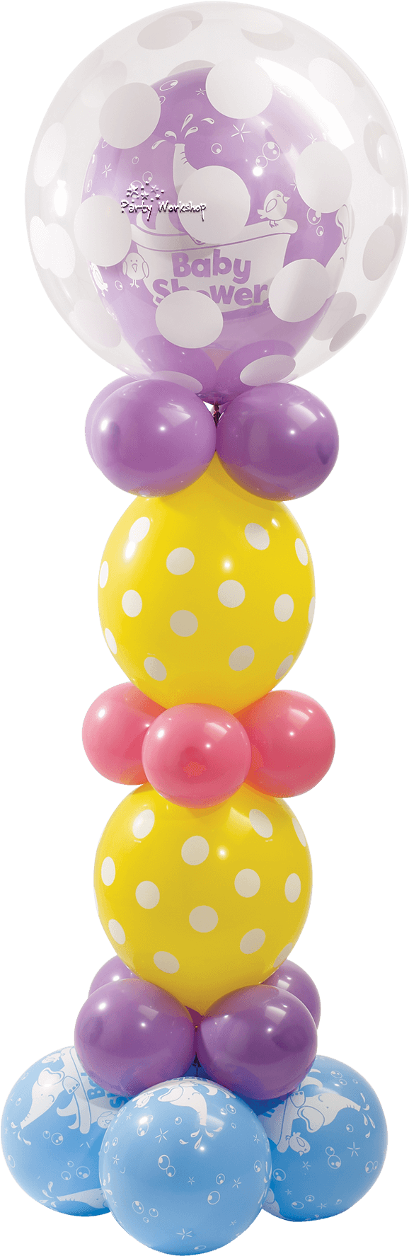 Baby Shower Elephant Column - Balloon Clipart (629x1820), Png Download