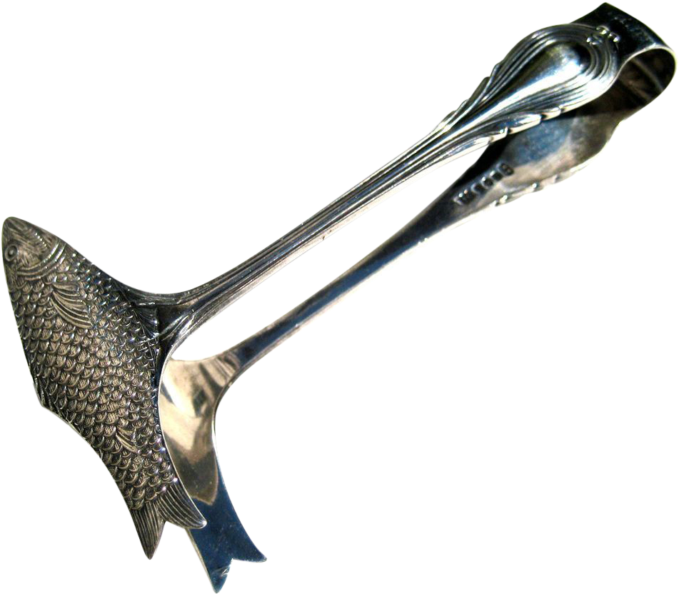 Early Vintage Silver Plate Sardine Tongs, Circa - Kitchen Utensil Clipart (950x950), Png Download